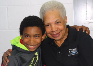 Mrs. Falls and Mario, shortly after Mrs. Falls' 78th birthday last week.